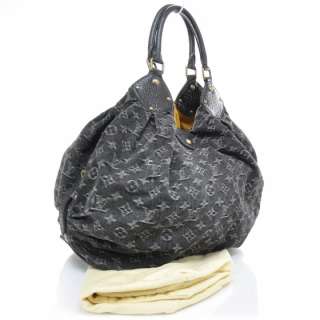 LOUIS VUITTON Denim Mahina XL Handbag Noir Black LV  