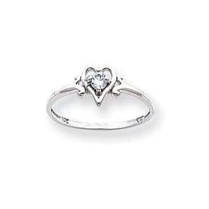  March Birthstone Heart Ring in 14k White Gold Jewelry
