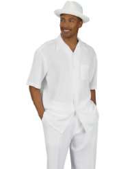 Montique Mens Two Piece Short Sleeve White Walking Suit Style #392