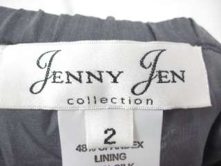 JENNY JEN Gray Silk Strapless Eyelet Dress Size 2  