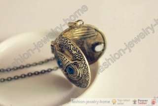 Fashion Retro Bronze crystal Lockets owl necklace pendant  