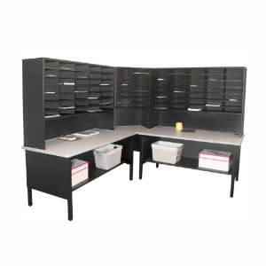  Mailroom Storage Table with Riser and 84 Slot Organizer 