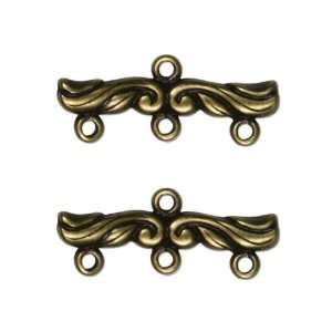  Antiqued Brass Plated 3 Strand Reducer Ornate Connector 