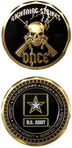 ARMY LIGHTNING STRIKES ONCE GOLD SKULL CHALLENGE COIN  