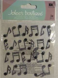 Music41 JOLEES 3D Stickers   MUSIC NOTES, BLACK GLITTER WITH JEWELS 