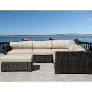   Outdoor Patio Resin Wicker Deep Seat Sectional Sofa Lounge 6 Piece Set