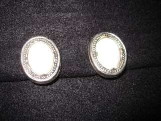 KARL LAGERFELD VINTAGE COUTURE WHITE CAB EARRINGS  