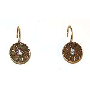 Liz Palacios 14K Gold Filled Earrings with Flower Design and Swarovski 