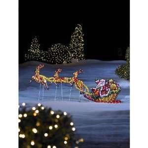   Christmas Holographic Flying Reindeer and Santa Sleigh