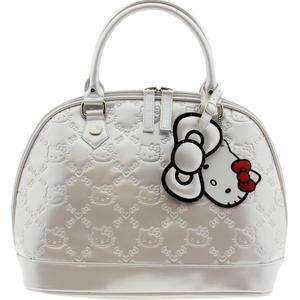 HELLO KITTY NEW SATCHEL BAG PURSE IVORY WHITE PEARL PATENT EMBOSSED BY 