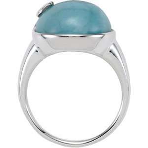   Silver Geunuine Larimar Ring   Size 10  14x14mm   JewelryWeb Jewelry