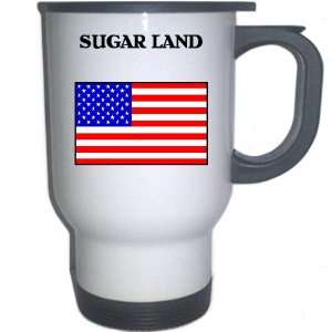  US Flag   Sugar Land, Texas (TX) White Stainless Steel Mug 
