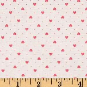  44 Wide Tea Time Hearts Pink/Cream Fabric By The Yard 
