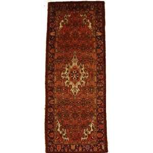  34 x 85 Red Persian Hand Knotted Wool Hossainabad Runner 
