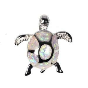    Lab Created Opal Pendant STERLING SILVER .925 Turtle: Jewelry