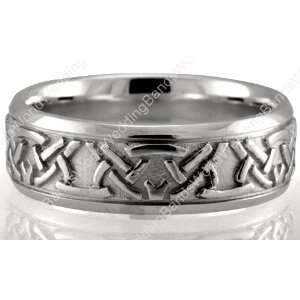  Celtic Wedding Ring 7mm Wide, Platinum Jewelry