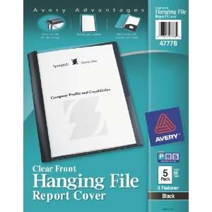  Avery Hanging File Clear Front Report Covers, Black, Pack 
