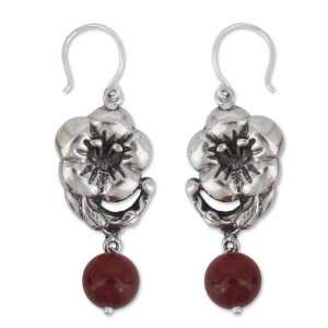  Carnelian flower earrings, Elegant Romance Jewelry