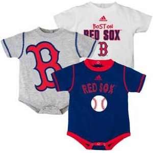   Boston Red Sox Adidas 3 Pack Bodysuit Creeper Set   0 3 Months Sports