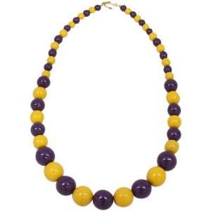    Purple Gold Ascending Wooden Bead Necklace