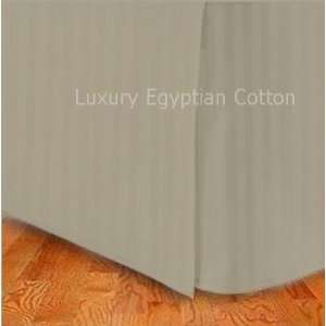   Egyptian Cotton QUEEN Tailored Bed Skirt TAN Stripe: Home & Kitchen