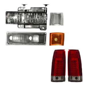  Chevy Full Size Black Headlights /w Signal & Side Maker Lights + LED 