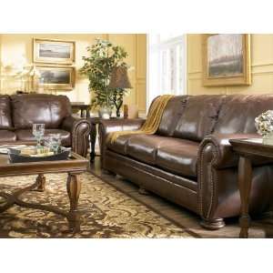 100% Genuine All Leather Upholstery Sofa with Nailhead Trimmed  