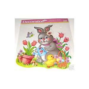  Grey Easter Bunny and Chick Watering Flowers Vinyl Glitter 