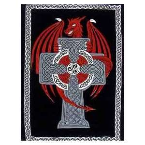  Tapestry ~ Celtic Dragon Cross ~ 100% Cotton ~ Approx 54 x 