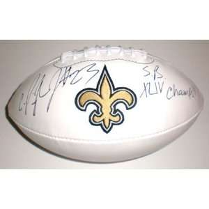   Autographed New Orleans Saints Team Logo Football 