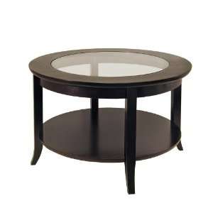  Genoa Round Wood Coffee Table with Glass Top Furniture & Decor