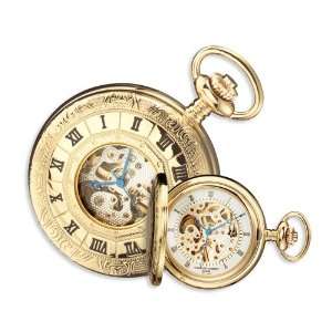   Hubert Polished Brass Window Cover 17Jewel Pocket Watch Jewelry