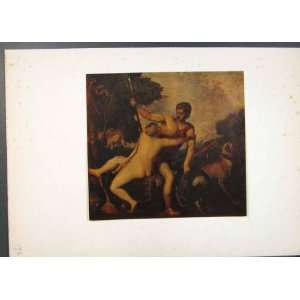  Venus And Adonis Famous Painting By Titian Old Print