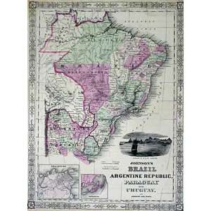   Map of Brazil, Argentine Republic, Paraguay & Uruguay Patio, Lawn