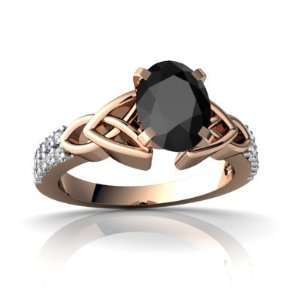  14k Rose Gold Oval Genuine Black Onyx Engagement Ring Size 