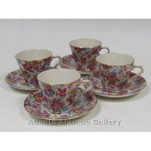  Set of 4 Lord Nelson Chintz Cups & Saucers Kitchen 