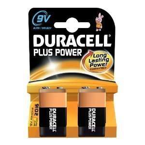  Duracell Plus Power Alkaline 9V Size Batteries Pack Of 2 