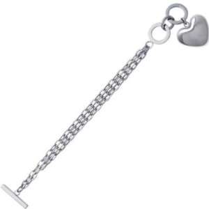  Ladies Stainless Steel 19 cm Heart Pendant Chain Bracelet 