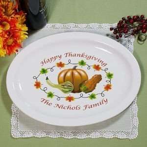 Personalized Happy Thanksgiving Serving Platter Plate  