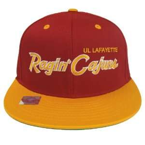  Louisiana Lafayette Ragin Cajuns Retro Script Snapback Cap Hat Red 