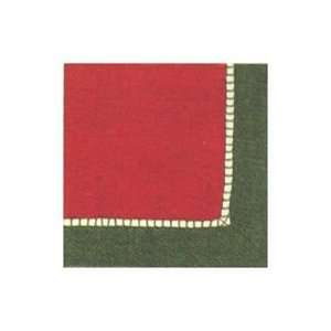 Linen Red Green Christmas Party Beverage Napkins:  Kitchen 