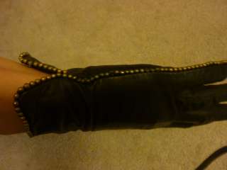 Black Leather Anne Klein Studded Gloves*MUST SEE*  