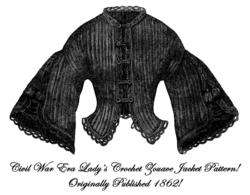 Jacket Pattern Civil War Victorian Crocheted Ladys 1862  