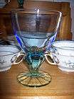 Bormioli Rocco Bahia glass goblet blue green art glass italy estate 6 