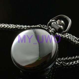 Shiny Black Bling small necklace quartz pocket watch 79  