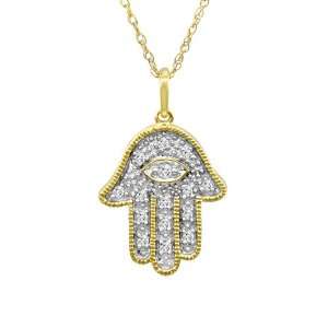   Gold Diamond Chamsa Pendant (1/10 cttw, I J Color, I3 Clarity), 18