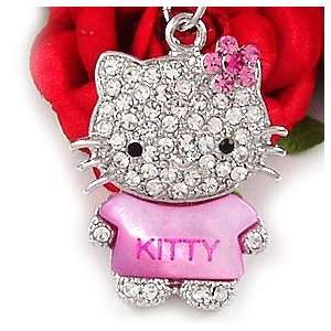  Pink Mother of Pearl Kitty Cat Pendant Necklace n255 