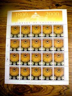 Library of Congress 1800   2000 Sheet of 33 Cent Stamps  