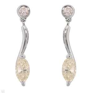 Earrings With 0.90ctw Genuine Marquise Cut Clean Diamonds Beautifully 