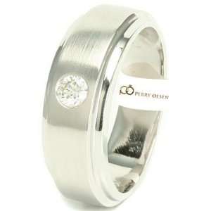   White Gold Contemporary High End Mens Diamond Wedding Ring: Jewelry